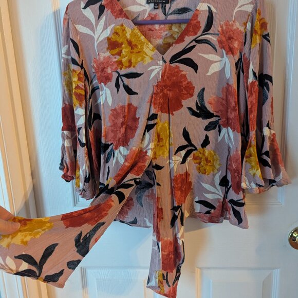 Staccato floral gauze top with tie - medium - Picture 4 of 6